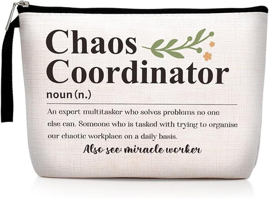 Hanamiya Na Chaos Coordinator Definition Makeup Bag Appreciation Chaos Coordinator Gifts for Women Boss Coworker Teacher Manager Mom Cosmetic Bag Zipper Pouch Bag Travel Toiletry Bag for Christmas