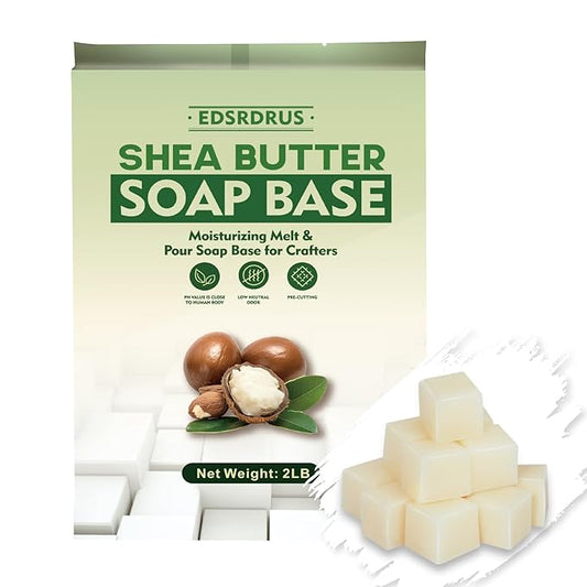 EDSRDRUS 2LB Shea Butter Soap Base Pre-Cut Moisturizing Natural Base Melt and Pour DIY Handmade for Crafting Soap Making