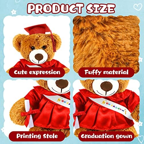 Foilswirl Graduation Bear 2026 with Gown Cap Tassel 9” Red Graduation Stuffed Animal Plush Bear Toy for Class of 2026 Prek Preschool Kindergarten High School College Graduate Gift - Image 3