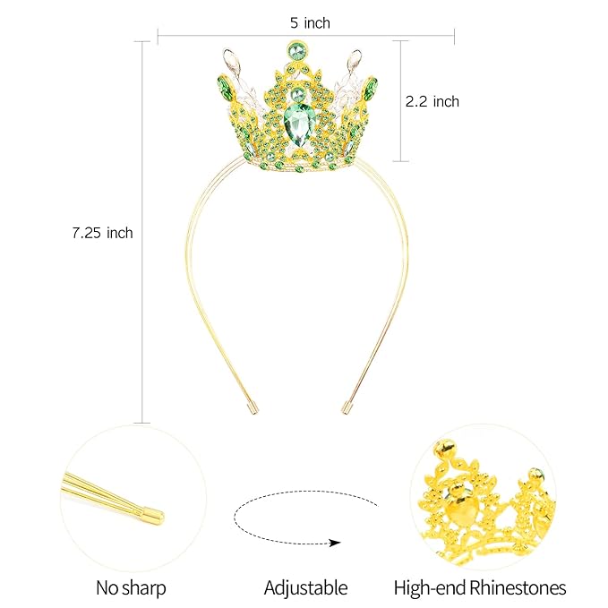 VELSCRUN Fairy Green Crystal Tiara Headband, Crowns for Women, Princess Girls Tiaras, Royal Queen Crown Princess Quinceanera Headpieces for Birthday Prom Bride Wedding Pageant Party Hair Band
