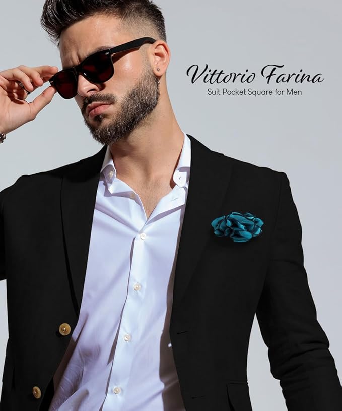 Premium Pre-Folded Four-Point Suit Pocket Square for Men with Sewn Pocket Fold