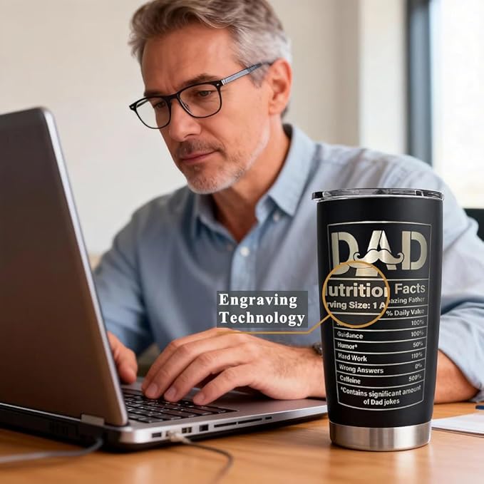 Dad Tumbler for Men, Dad Gifts for Father's Day Birthday, Awesome Like My Daughter, 20 oz Stainless Steel Insulated Coffee Cup Double Wall Travel Mug with Lid