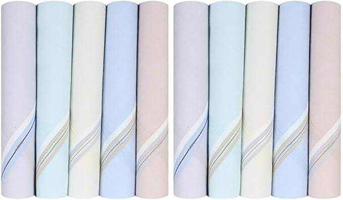 Caruso Italy Men's Premium 100% Pure Cotton Handkerchief Colored Border - (46x46 cm)