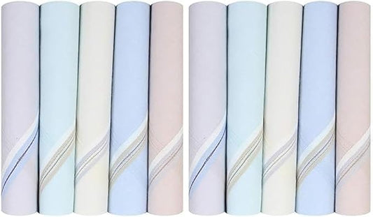 Caruso Italy Men's Premium 100% Pure Cotton Handkerchief Colored Border - (46x46 cm)