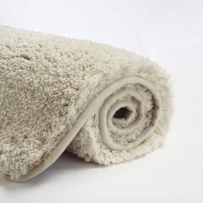 Suchtale Bath Mat, 16" x 24", Light Tan, Non-Slip, Machine Washable, High Pile, Bathroom