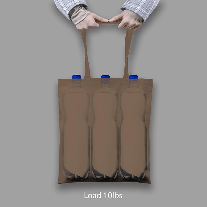 TOPDesign 24-Pack Economical 16"x15" Brown Cotton Tote Bag, Lightweight Medium Reusable Grocery Shopping Cloth Bags, Suitable for DIY, Advertising, Promotion, Gift, Activity