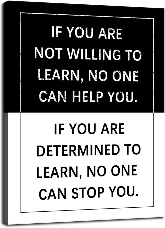 Inspirational Poster for Office Determined to Learn Entrepreneur Quote Positive Motivational Canvas Wall Art Painting Prints Wall Pictures for Living Room Home Decor Framed Artwork [30''W x 40''H]
