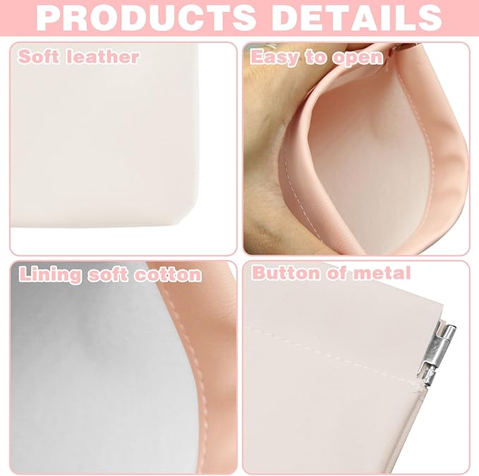 4Pcs Small Makeup Bag, Travel Storage Pouch for Women, Press Buckle Cosmetic Organizer for Lipstick, Jewelry and Purse