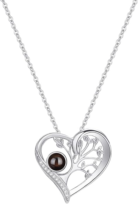 SUPHELPU Personalized Mother's Day Gifts for Mom From Daughter - Custom Photo Necklace With Picture Inside - Projection Necklace for Mom - Memorial Gift