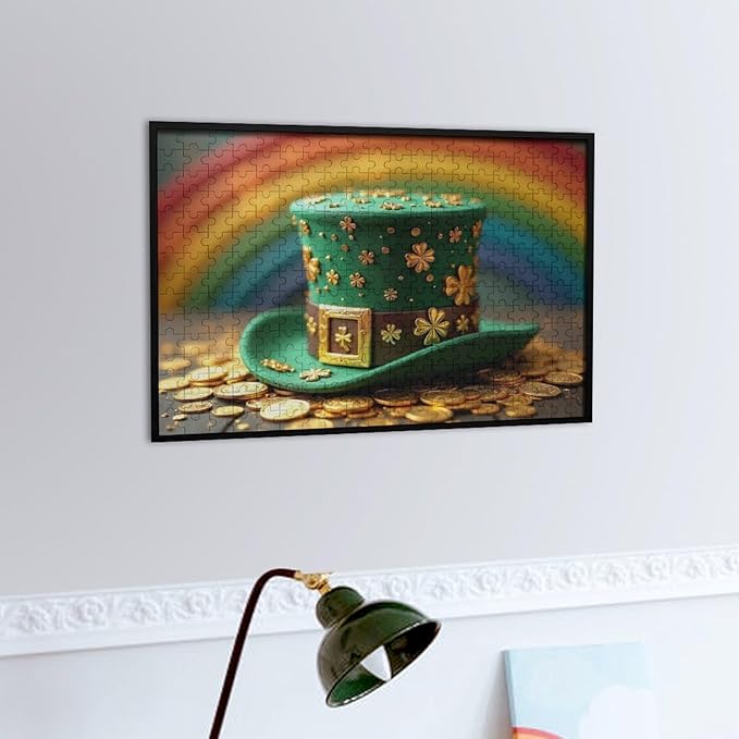 Wooden Puzzle - St Patrick's Day Hat Wooden Puzzles for Adults 300 Pieces Challenge Puzzles，Educational Games，Family Puzzles，Unique Gifts for Wall Art ，Funny Puzzles