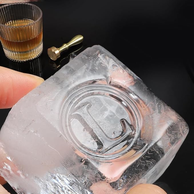 Ice Cube Stamp for Cocktails Ice Stamp Brass Head with Handle, Ice Branding Stamp for Ice Cubes Cocktail Whiskey Drinks Party Wedding Making DIY Crafting (Letter L)