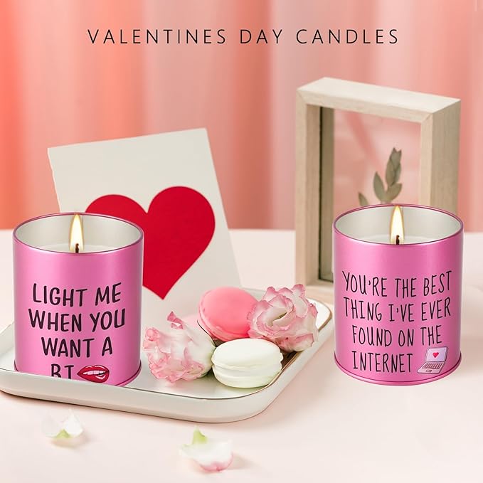 Scented Candle, 9oz Rose Scented Candles for Him, Her, Couple Valentines Day Gifts, 2 Pack