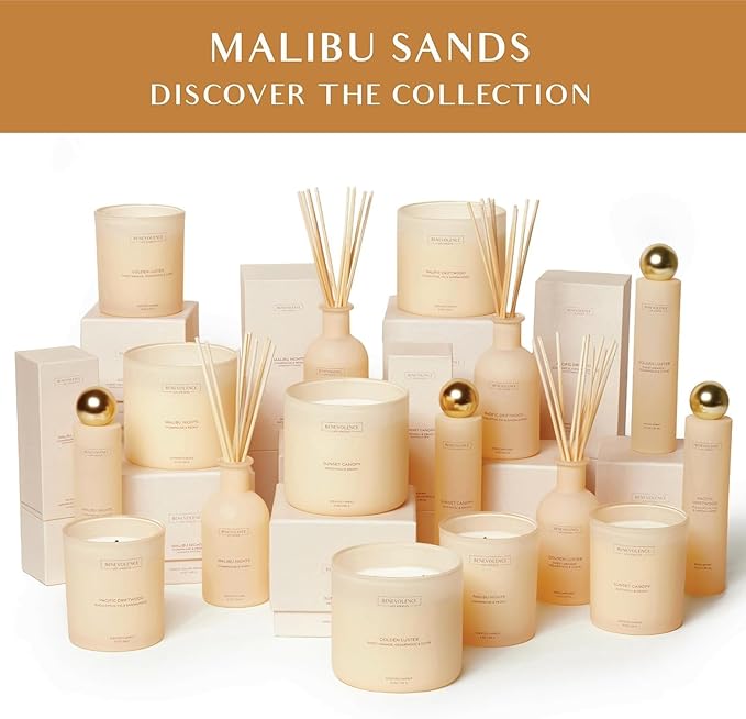 Orange, Cedarwood & Clove – Benevolence LA Scented Candle for Home | 8oz, 45-Hour Burn | Natural Soy Wax, Cotton Wick | Malibu Sands Collection, Gift for Women & Men