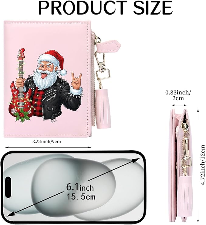 GEEAD Custom Design Small Wallets for Women Bifold Slim Coin Purse Zipper ID Card Holder for Christmas