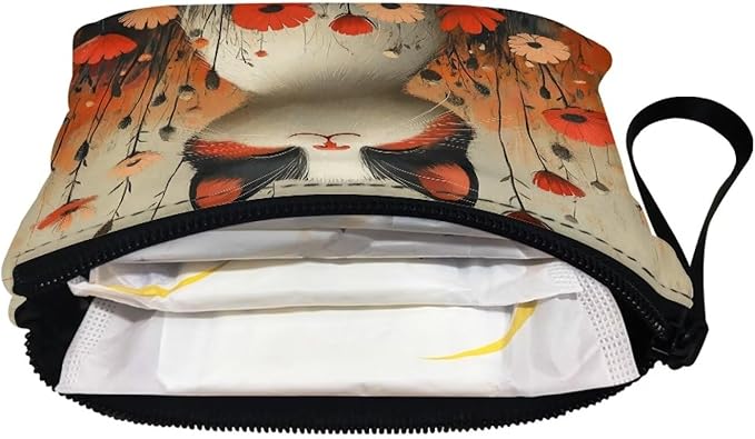 Dolyues Cat Flower Change Purses for Women Zipper Coin Purse Floral Coin Pouch With Wristlet Cute Wallets for Shopping Travel and Work