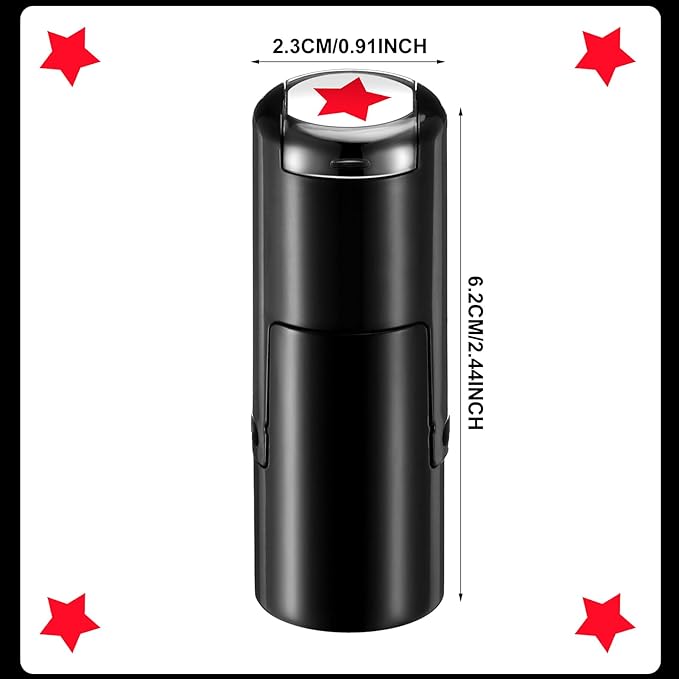 Supervitae 2 Pack Solid Star Print Stamps Red Ink Star Stamper Mini Self Inking Stamps for Classroom Party Educational Learning Activities Craft Supplies