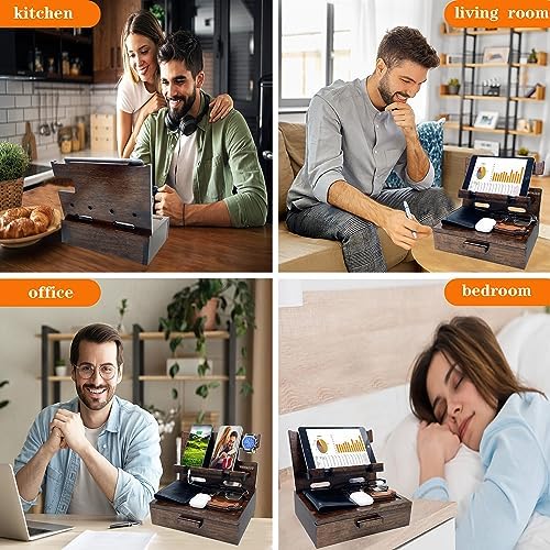 VEIYAILU Gifts for Men Women Husband Son Boyfriend Him Nightstand Organizer Wood Phone Docking Station Birthday Gifts (Walnut) - Image 4