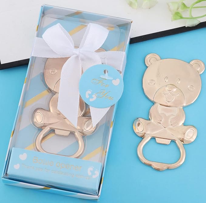 24 pcs Baby Shower Favors for Guest Bear Bottle Opener Baby Shower Keepsake Baby Shower Return Gift for Guest Baby Shower Souvenir for Boy or Girl Baby Shower Decorations (Blue Bear)