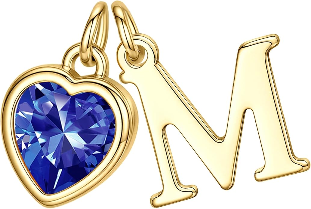 Turandoss Valentines Day Gifts for Her Trendy, Dainty 14K Gold Plated Initial A-Z Heart Birthstone Pendant Necklace Personalized Bridesmaid Birthday Valentines Jewelry Gifts for Women Girls