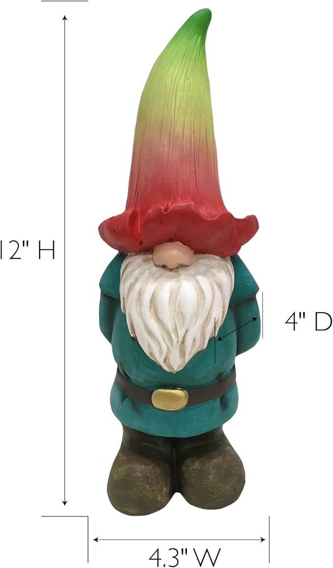 Design House 395863 Indoor/Outdoor Gnome with Flower Hat Figurine Statue for Garden Patio Home & Office Décor Housewarming Gifting Birthdays, 12-Inch, Multicolor
