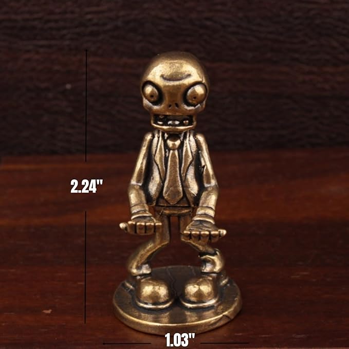 Brass Animals Figurine Decorative,Solid Copper Decorations,Metal Statue,Zombie Figurines,Small Halloween Decorations, Spooky Brass Zombie Statues for Holiday & Desktop Display