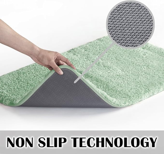 Suchtale Bathroom Rug, 20"x32" Pale Green Bath Mat, Non-Slip Shaggy Microfiber Mat for Bathroom, Soft Water Absorbent & Machine Washable Plush Shower Rug