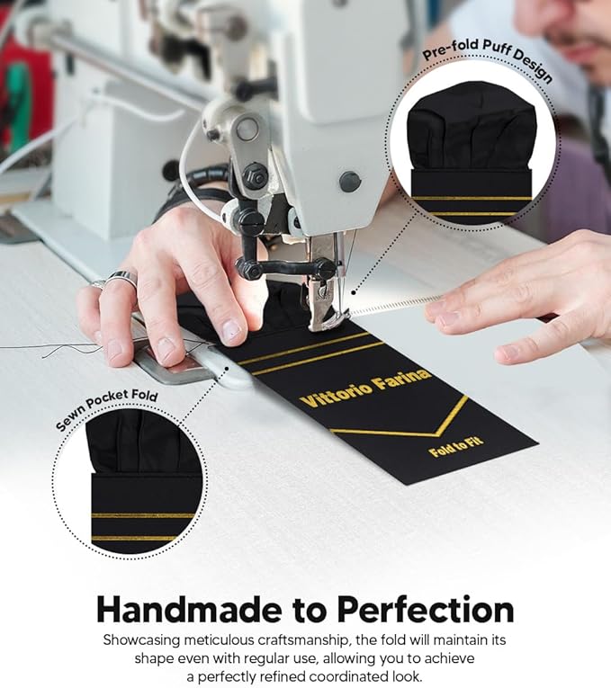 Premium Pre-Folded Four-Point Suit Pocket Square for Men with Sewn Pocket Fold