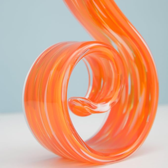 11.4" Tall Hand-Blown Glass Sculpture Murano-Style Sculpture Art Ornament Statue Figurines Home Decor Accent Piece Coastal Ocean Nautical Home Decor,Shelf,TV Stand,Tabletop Centerpieces,Wonderful Gift