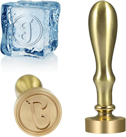 Ice Cube Stamp for Cocktails Ice Stamp Brass Head with Handle, Ice Branding Stamp for Ice Cubes Cocktail Whiskey Drinks Party Wedding Making DIY Crafting (Letter J)