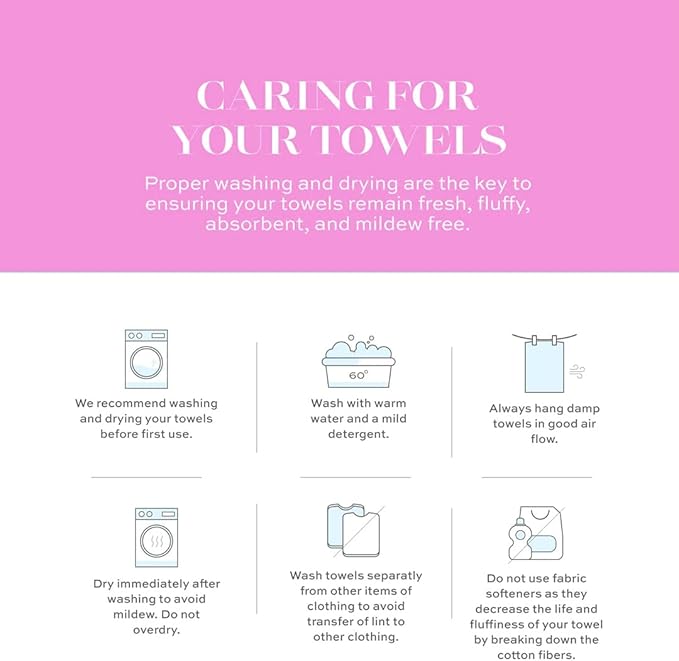 CASA COPENHAGEN White Bay, 6 Pieces Towel Set- White with Dark Grey and Grey Violet Border, 600 GSM, 2Bath, 2Hand, 2Washcloths Egyptian Cotton Towel for Hotel Spa Kitchen Bathroom Kitchen & Shower