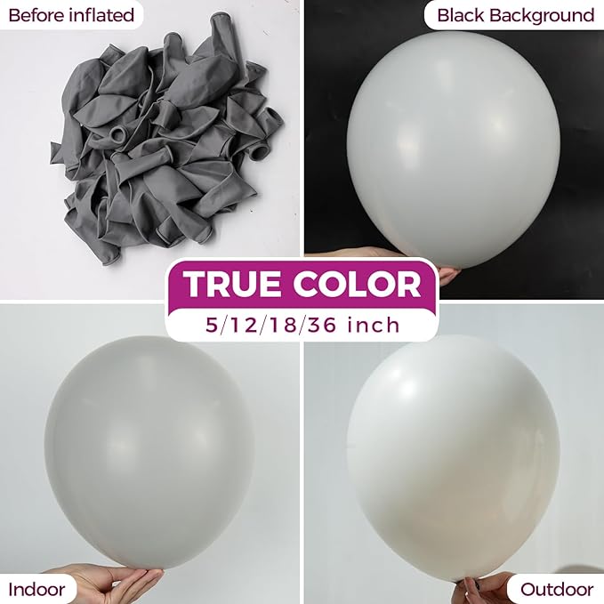 Bezente Gray Balloons 18 Inch - 30 Pack Large Thick Gray Balloons Big Round Pastel Grey Latex Balloons for Birthday Bridal Shower Wedding Anniversary Party Decorations