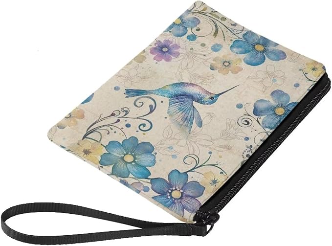 Dolyues Hummingbird Change Purses With Zipper Blue Zipper Coin Purse Womens Wallets And Change Purses Fashion Money Pouch For Women