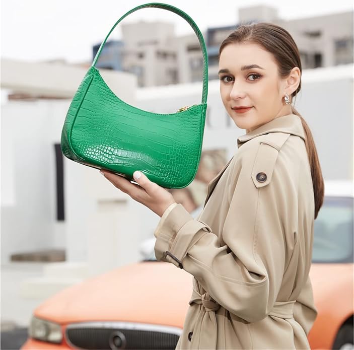Shoulder Bags for Women, Cute Hobo Tote Handbag Mini Clutch Purse with Zipper Closure