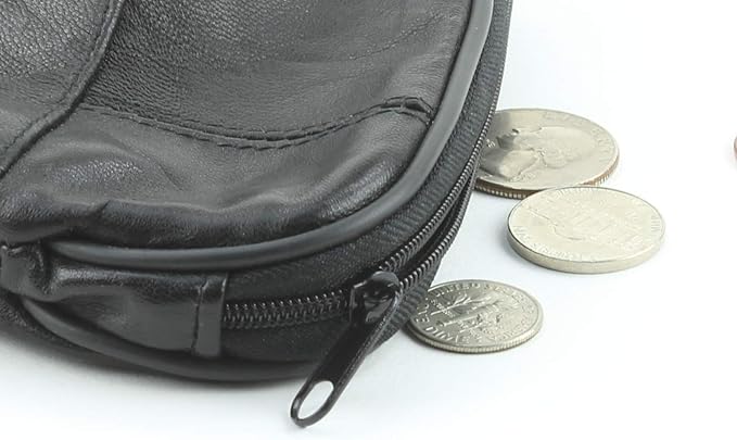 Leather Impressions Double Coin Purse for Women - Genuine Leather Coin Purse with Twist Clasp, 1 zipper pocket, 2 pack lightweight - Timeless clean stitched Small Coin Purse (Back, Silver)