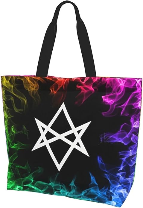 Unicursal Hexagram Large Reusable Eco-friendly Shopping Bags Portable Storage Handbag