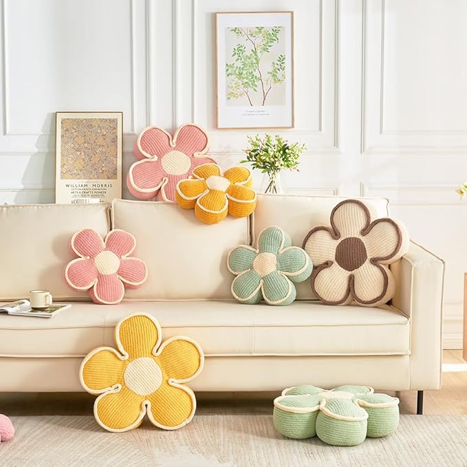 3 PCs Flower Pillow Flowers Shaped Pillow Cushion Decorative Daisy Pillow for Bed Cute Throw Pillows