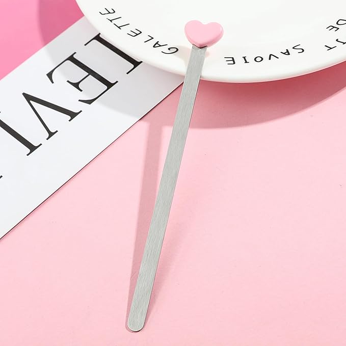 Love Heart Metal Bookmarks Set - Heart Stainless Steel Bookmarks, Reading Page Markers Gifts for Women, Book Lover, Girls, Boys,Couples Gifts (Black+Pink)