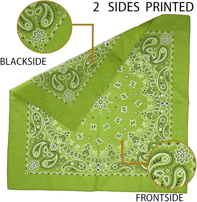6 Pack 12 Pack Bandanas 2 Sides Printed 22inch Unisex Cowboy Kerchiefs