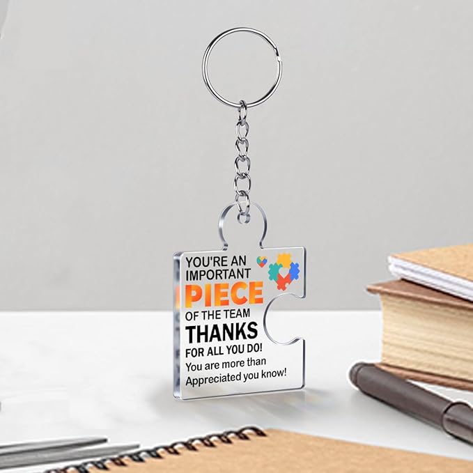 Team Appreciation Gifts for Employee Coworker Staff Bulk, Teamwork Thank You Gift Set Puzzle Piece Acrylic Keychains
