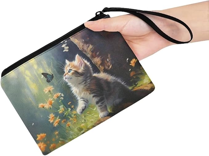 Dolyues Cute Cat Coin Purse Small Handbags Tote Change Pouch Clutch Bags for Women Grils Pencil Bag Organizer Wallets Travel Wallet Kids Gift