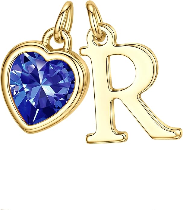 Turandoss Valentines Day Gifts for Her Trendy, Dainty 14K Gold Plated Initial A-Z Heart Birthstone Pendant Necklace Personalized Bridesmaid Birthday Valentines Jewelry Gifts for Women Girls