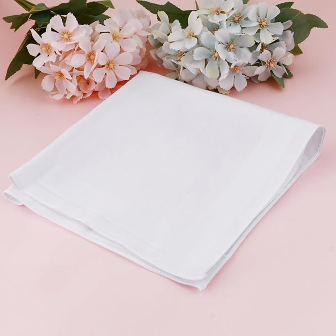 HOULIFE 100% Cotton Unisex Handkerchiefs, Solid Stripe Handkerchiefs for Men & Women Soft Cotton Hankies 15.7x15.7 ”