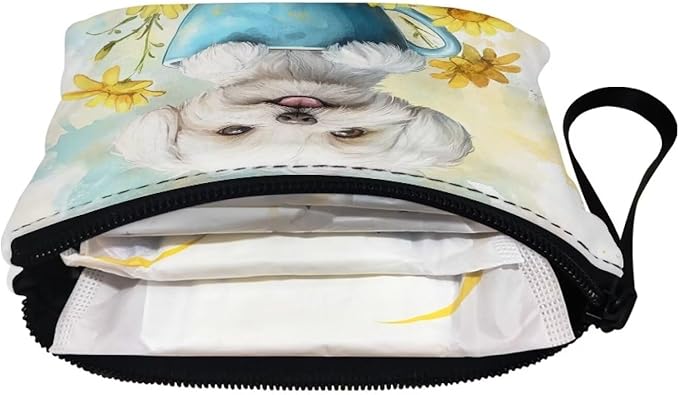 Dolyues White Dog Coin Wallet for Women Cute Money Pouch for Kids with Zipper and Wristlet Dog Coin Pouch Small Change Pouch for Shopping Party