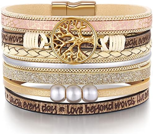 Desimtion Leather Wrap Bracelets for Women, Hidden Inspirational Message by DESIMTION