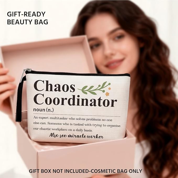 Hanamiya Na Chaos Coordinator Definition Makeup Bag Appreciation Chaos Coordinator Gifts for Women Boss Coworker Teacher Manager Mom Cosmetic Bag Zipper Pouch Bag Travel Toiletry Bag for Christmas