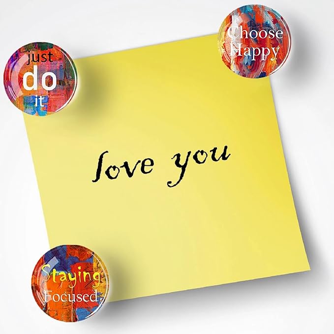 12Pcs Glass Refrigerator Magnets - Fridge Magnets Decoration for Classroom, Locker, Office Whiteboards, Cabinet, Dishwasher and Magnetic Surfaces (Inspirational Quote Sunny)