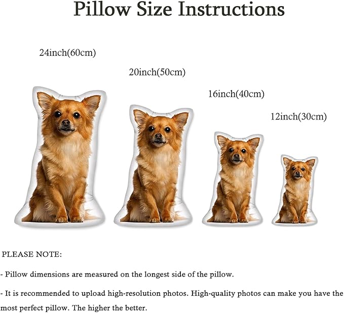 Personalized Shaped Pillow, Custom Portrait Pillow for Dog, Cat, Pet Lover, Unique Birthday Christmas Memorial Gift Decor, 24"