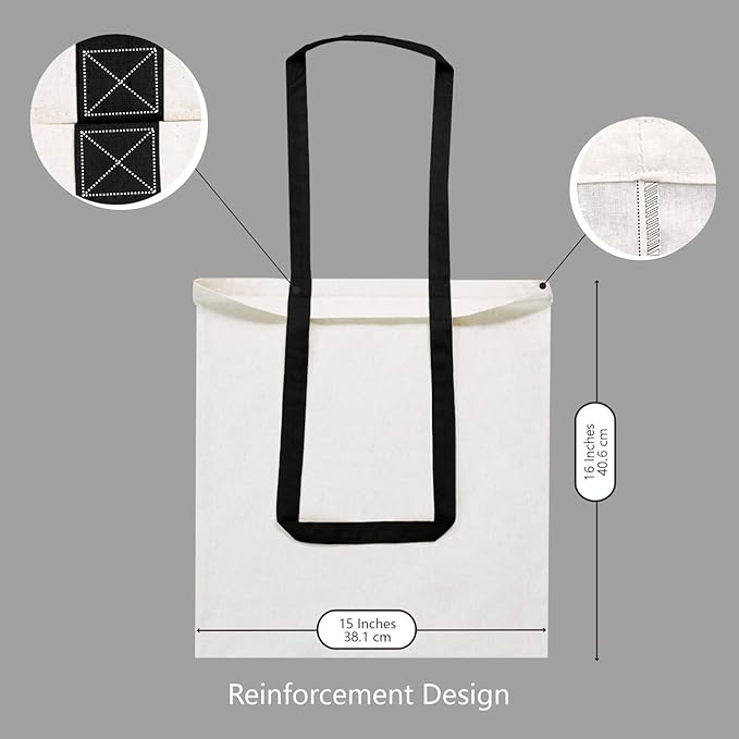 TOPDesign 6-Pack Economical Cotton Tote Bag, Lightweight Medium Reusable Grocery Shopping Cloth Bags, Suitable for DIY, Advertising, Promotion, Gift, Activity