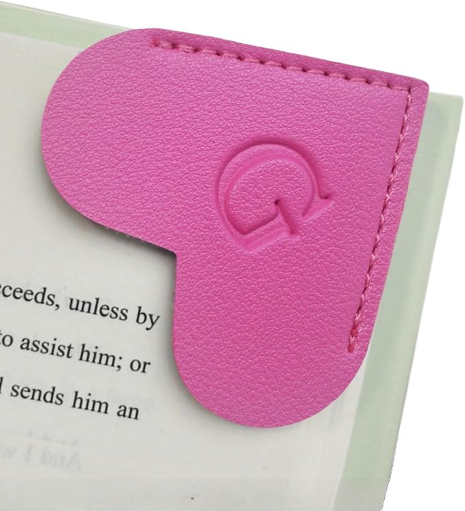 MOTEERLLU Personalized Leather Heart Bookmark with Initials, Handmade, Letter Cute Custom Corner Book Marks for Reading Women, Teachers, Students, Book Lovers, Book Accessories(Rose,G)