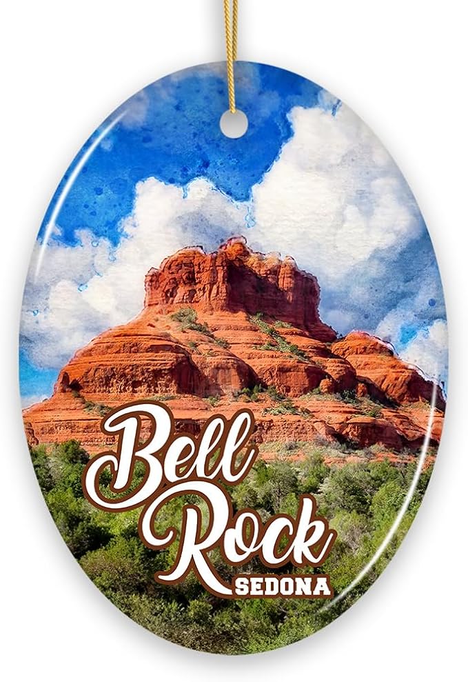 Bell Rock Sedona Ceramic Ornament, Arizona Landmark Souvenir Christmas Decoration for Hikers